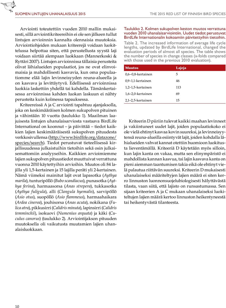 Arviointiohjeiden mukaan kriteerejä voidaan luokittelussa helpottaa siten, että perustellusta syystä laji voidaan siirtää alempaan luokkaan (Mannerkoski & Ryttäri 2007).