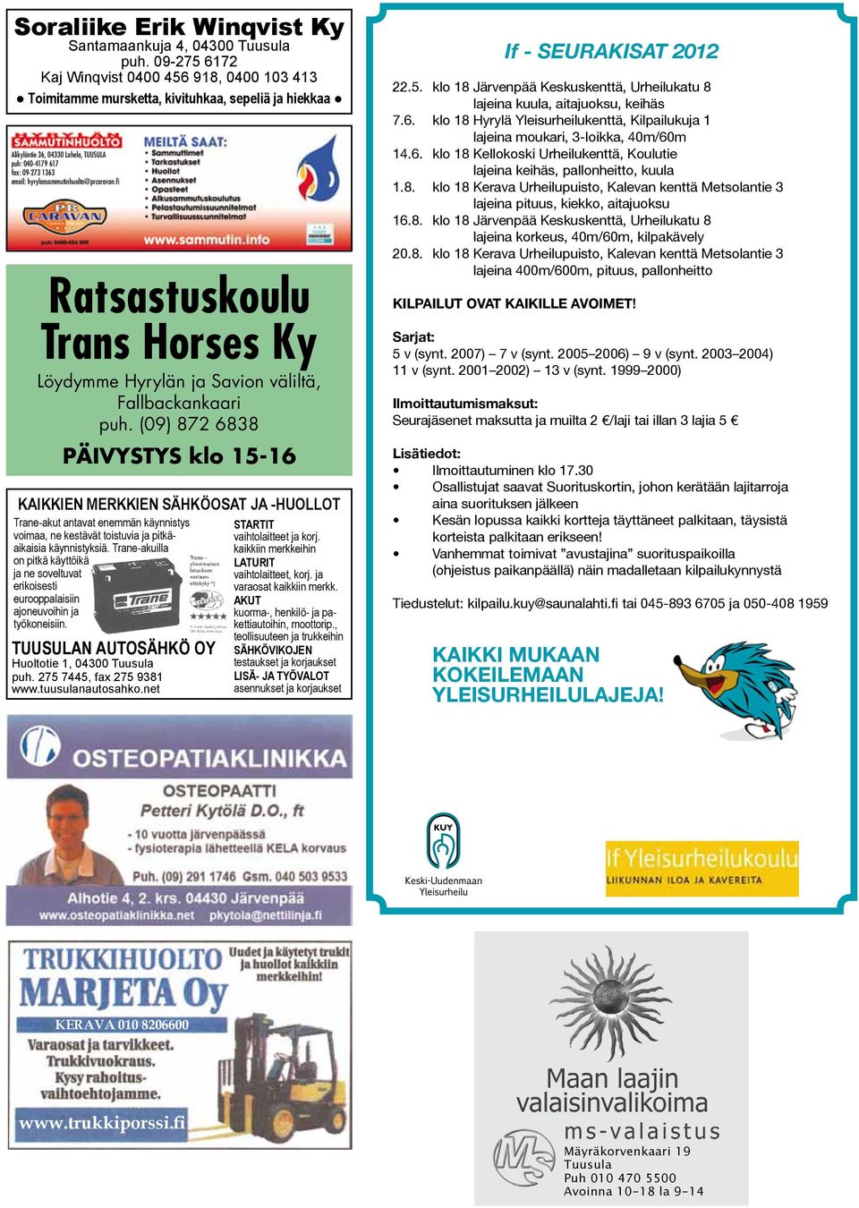 hyrylansammutinhuolto@prcaravan.fi Ratsastuskoulu Trans Horses Ky Löydymme Hyrylän ja Savion väliltä, Fallbackankaari puh.