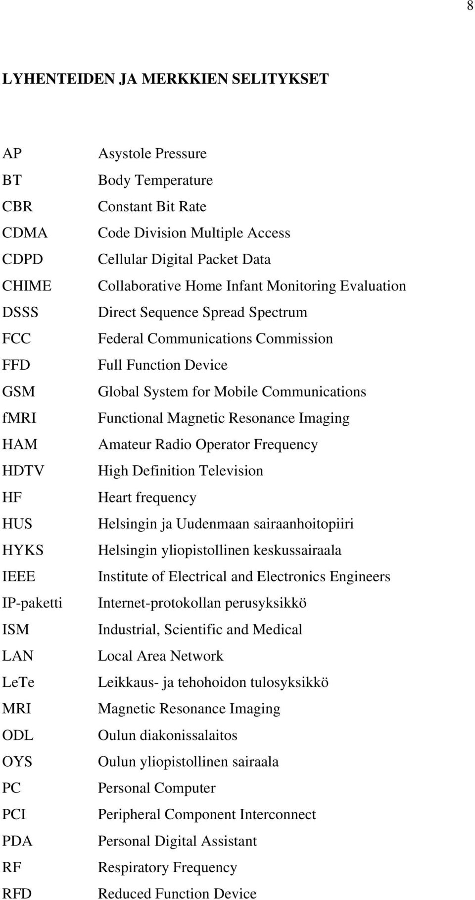 Function Device Global System for Mobile Communications Functional Magnetic Resonance Imaging Amateur Radio Operator Frequency High Definition Television Heart frequency Helsingin ja Uudenmaan