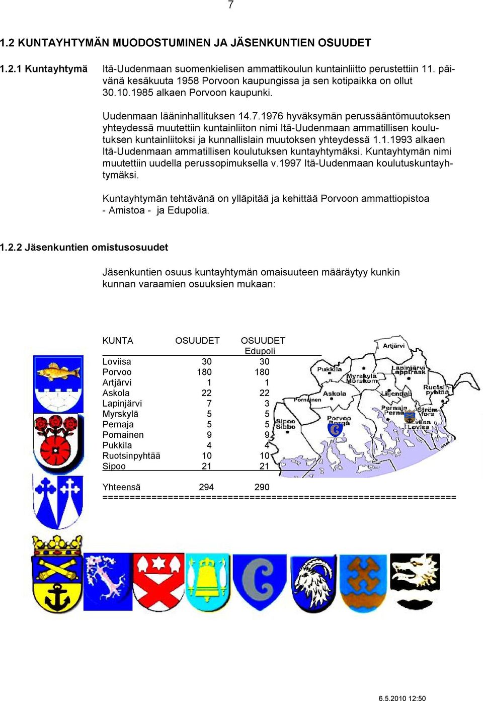 1976 hyväksymän perussääntömuutoksen yhteydessä muutettiin kuntainliiton nimi Itä-Uudenmaan ammatillisen koulutuksen kuntainliitoksi ja kunnallislain muutoksen yhteydessä 1.1.1993 alkaen Itä-Uudenmaan ammatillisen koulutuksen kuntayhtymäksi.