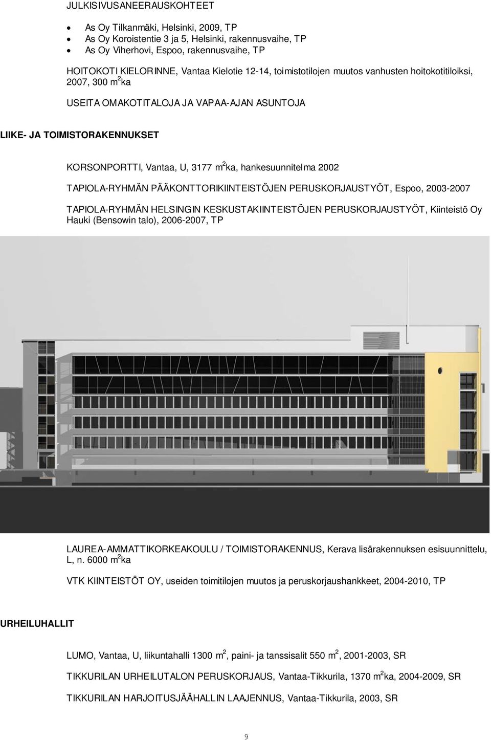 hankesuunnitelma 2002 TAPIOLA-RYHMÄN PÄÄKONTTORIKIINTEISTÖJEN PERUSKORJAUSTYÖT, Espoo, 2003-2007 TAPIOLA-RYHMÄN HELSINGIN KESKUSTAKIINTEISTÖJEN PERUSKORJAUSTYÖT, Kiinteistö Oy Hauki (Bensowin talo),