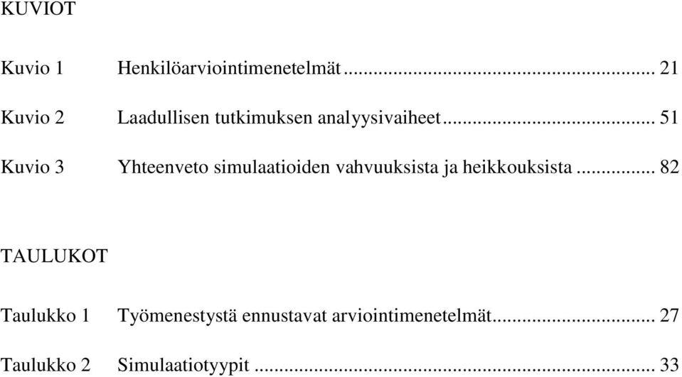 .. 51 Kuvio 3 Yhteenveto simulaatioiden vahvuuksista ja heikkouksista.