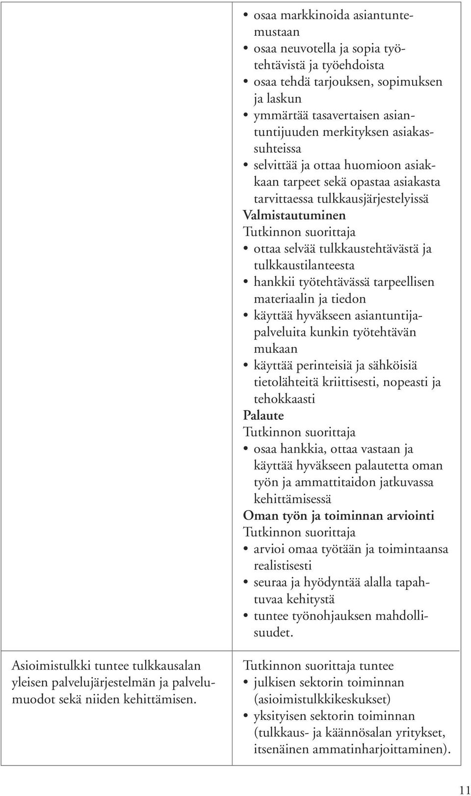 hankkii työtehtävässä tarpeellisen materiaalin ja tiedon käyttää hyväkseen asiantuntijapalveluita kunkin työtehtävän mukaan käyttää perinteisiä ja sähköisiä tietolähteitä kriittisesti, nopeasti ja