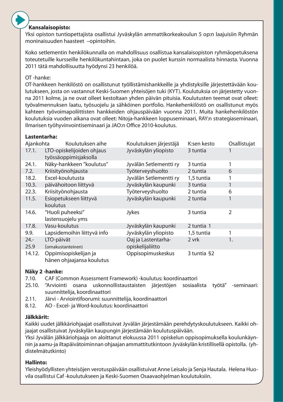 Vuonna 2011 tätä mahdollisuutta hyödynsi 23 henkilöä.