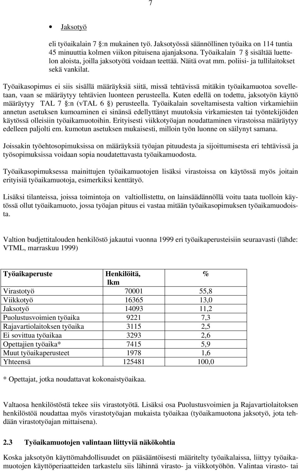 Työaikasopimus ei siis sisällä määräyksiä siitä, missä tehtävissä mitäkin työaikamuotoa sovelletaan, vaan se määräytyy tehtävien luonteen perusteella.