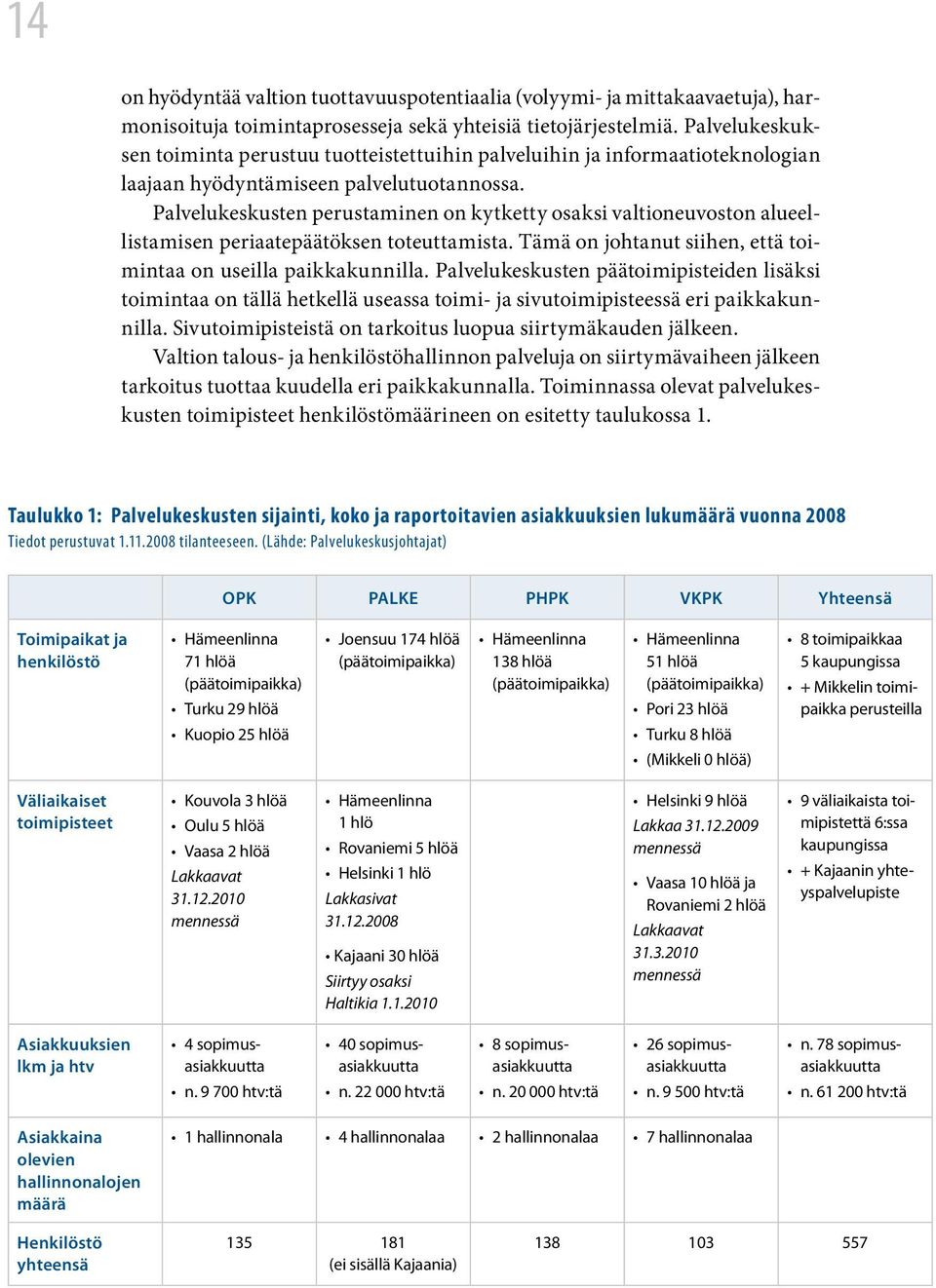 Palvelukeskusten perustaminen on kytketty osaksi valtioneuvoston alueellistamisen periaatepäätöksen toteuttamista. Tämä on johtanut siihen, että toimintaa on useilla paikkakunnilla.