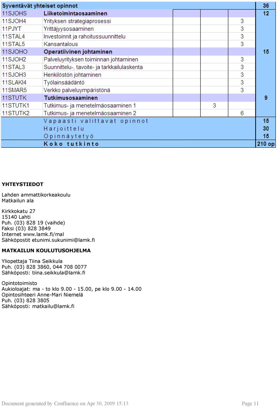 fi MATKAILUN KOULUTUSOHJELMA Yliopettaja Tiina Seikkula Puh. (03) 828 3860, 044 708 0077 Sähköposti: tiina.seikkula@lamk.