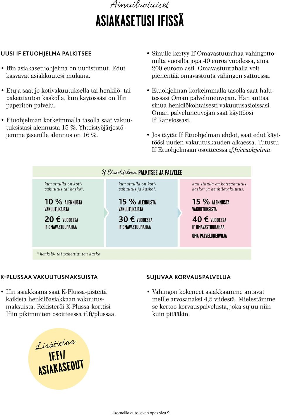 Yhteistyöjärjestöjemme jäsenille alennus on 16 %. Sinulle kertyy If Omavastuurahaa vahingottomilta vuosilta jopa 40 euroa vuodessa, aina 200 euroon asti.