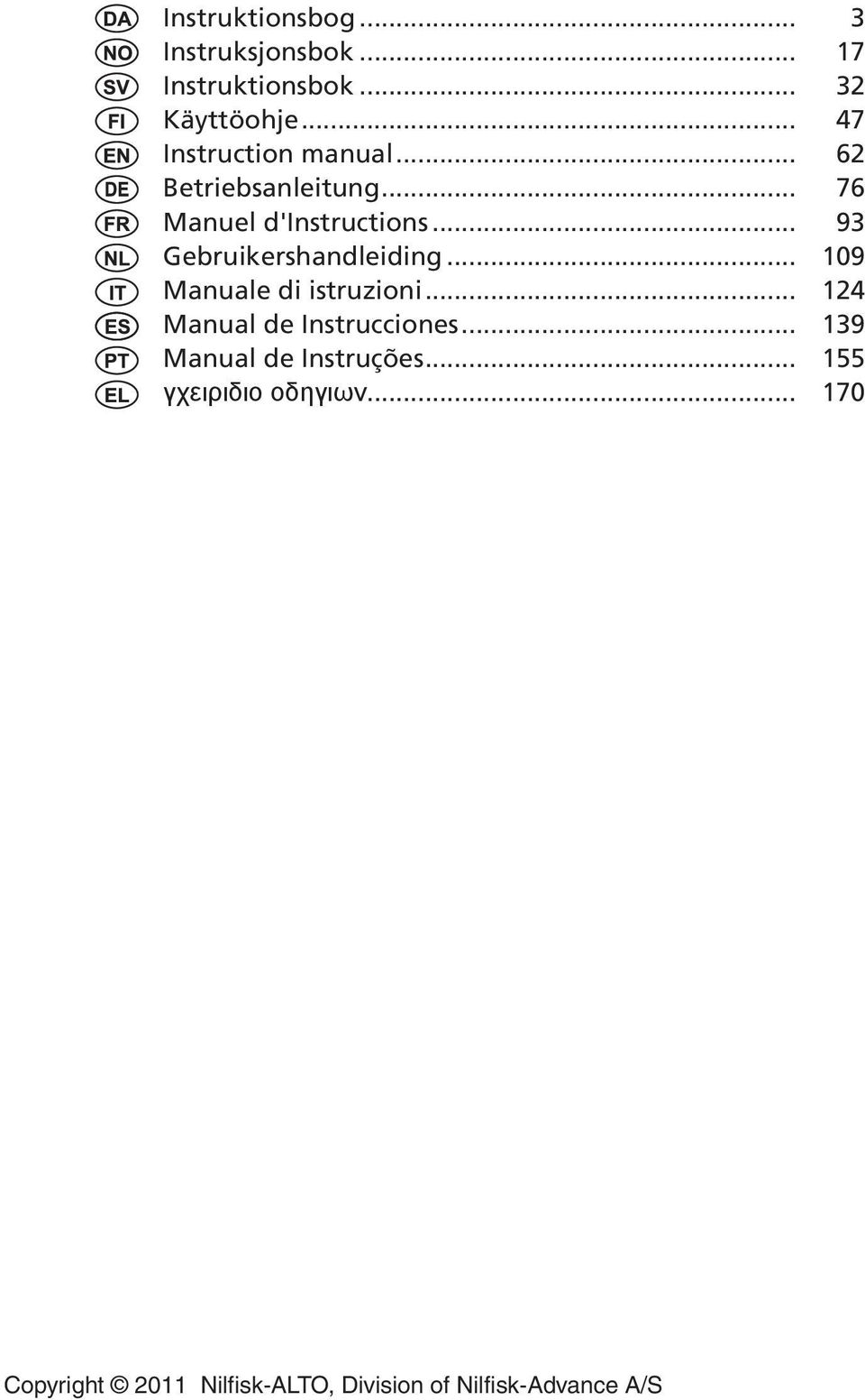 .. 93 Gebruikershandleiding... 109 Manuale di istruzioni... 124 Manual de Instrucciones.