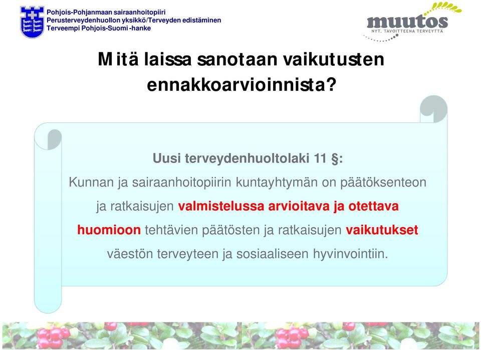 päätöksenteon ja ratkaisujen valmistelussa arvioitava ja otettava huomioon