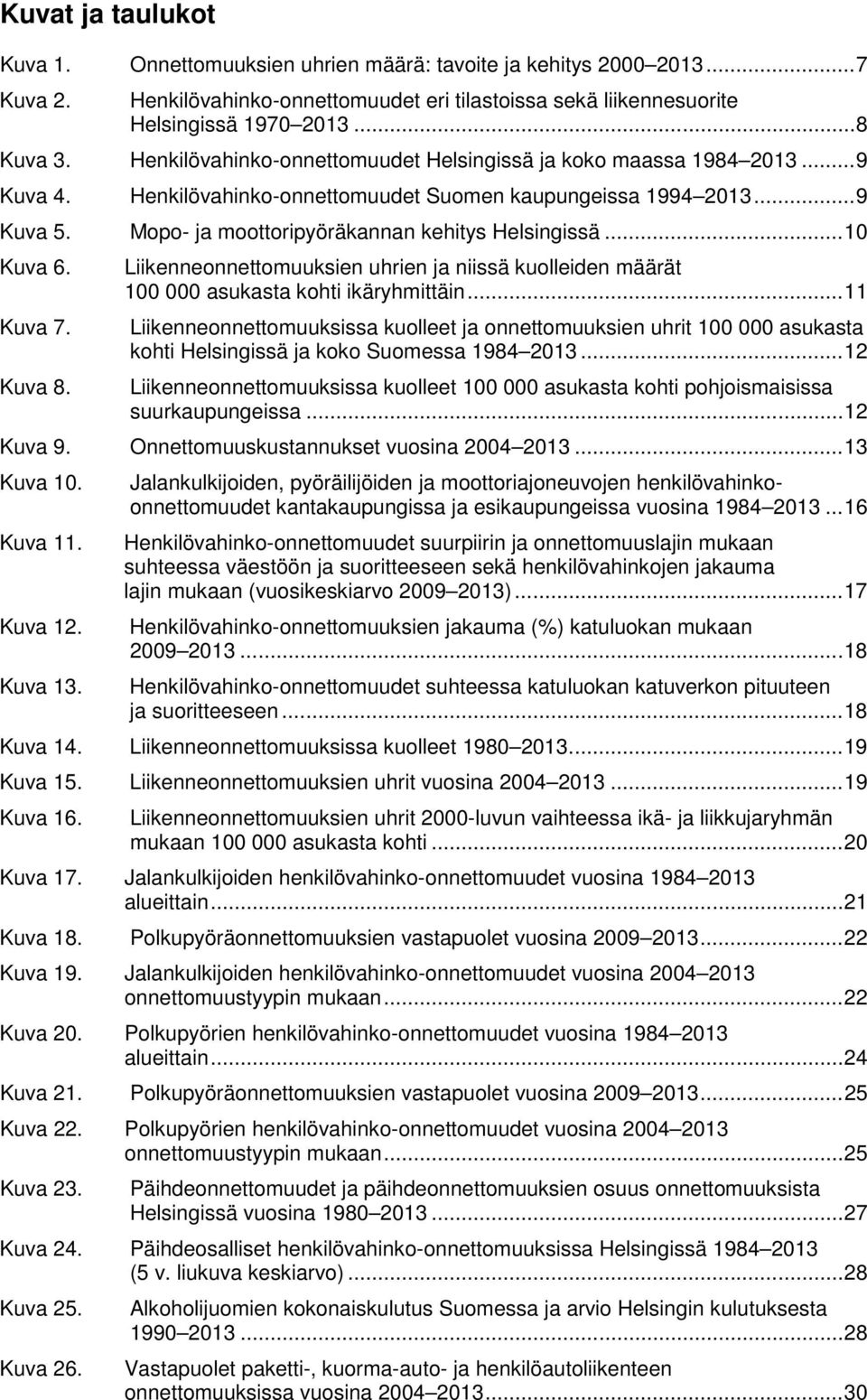 .. 10 Kuva 6. Kuva 7. Kuva 8. Liikenneonnettomuuksien uhrien ja niissä kuolleiden määrät 100 000 asukasta kohti ikäryhmittäin.