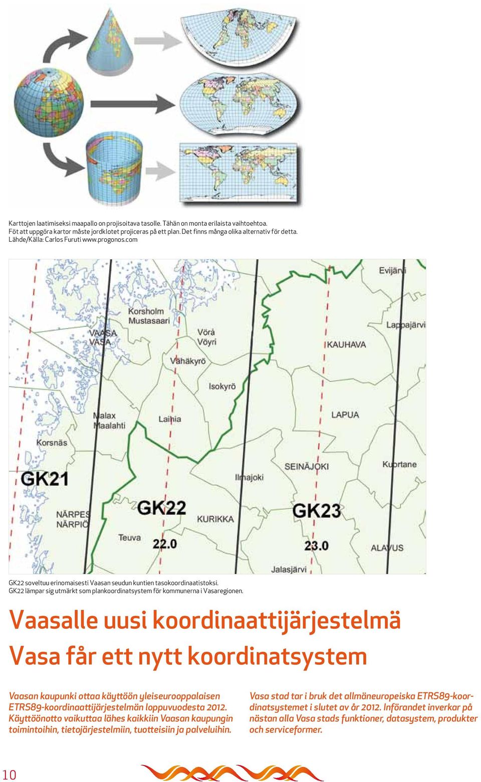 GK22 lämpar sig utmärkt som plankoordinatsystem för kommunerna i Vasaregionen.