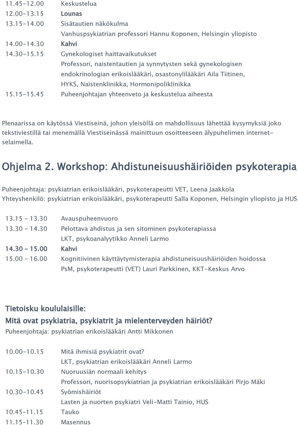 Hormonipoliklinikka 15.15-15.