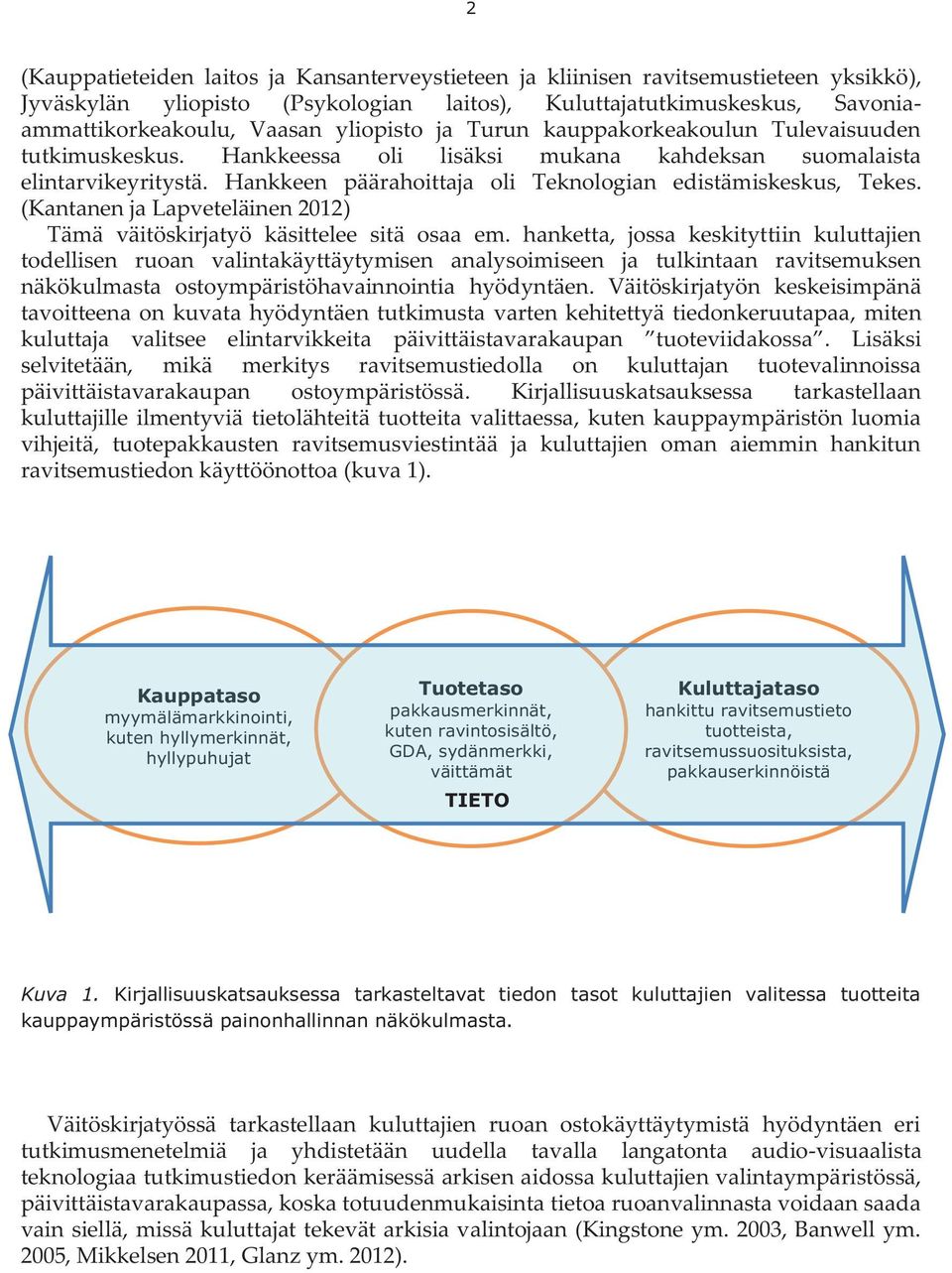 Hankkeen päärahoittaja oli Teknologian edistämiskeskus, Tekes. (Kantanen ja Lapveteläinen 2012) Tämä väitöskirjatyö käsittelee sitä osaa em.