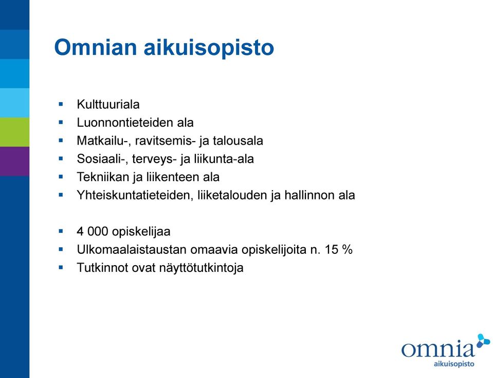 Yhteiskuntatieteiden, liiketalouden ja hallinnon ala 4 000 opiskelijaa