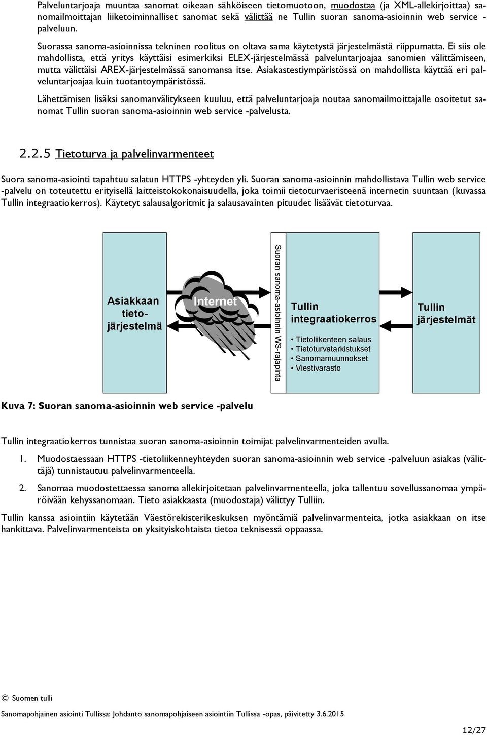 Ei siis ole mahdollista, että yritys käyttäisi esimerkiksi ELEX-järjestelmässä palveluntarjoajaa sanomien välittämiseen, mutta välittäisi AREX-järjestelmässä sanomansa itse.