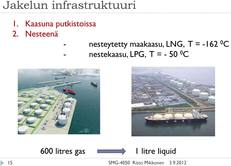 Nesteenä - nesteytetty maakaasu, LNG, T =