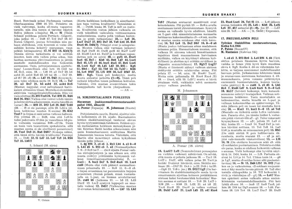 - 16 (Tässä Schmid poikkeaa pelistä Portisch-Gligoric, joka jatkui 16. - Dd8 17. Te2 De7 18. f4!