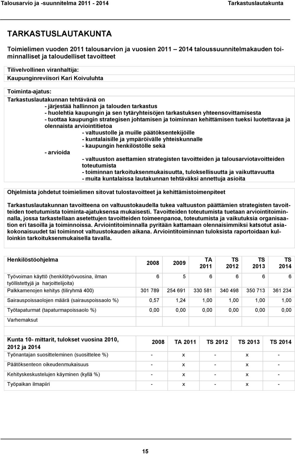 yhteensovittamisesta - tuottaa kaupungin strategisen johtamisen ja toiminnan kehittämisen tueksi luotettavaa ja olennaista arviointitietoa - valtuustolle ja muille päätöksentekijöille - kuntalaisille