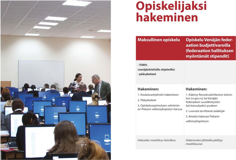 Opiskelusopimuksen solmiminen Pietarin valtionyliopiston kanssa Hakeminen: 1. Käänny Rossotrudnitšestvo-toimiston (rs.gov.