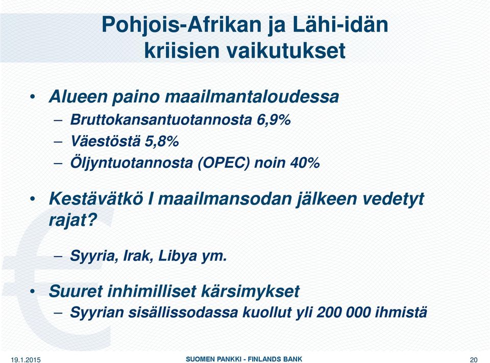 (OPEC) noin 40% Kestävätkö I maailmansodan jälkeen vedetyt rajat?