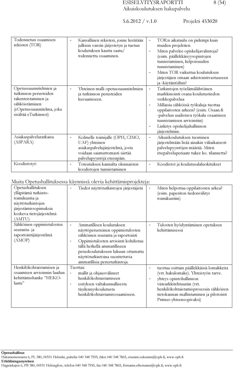 - Yhteinen malli opetussuunnitelmien ja tutkinnon perusteiden kuvaamiseen.