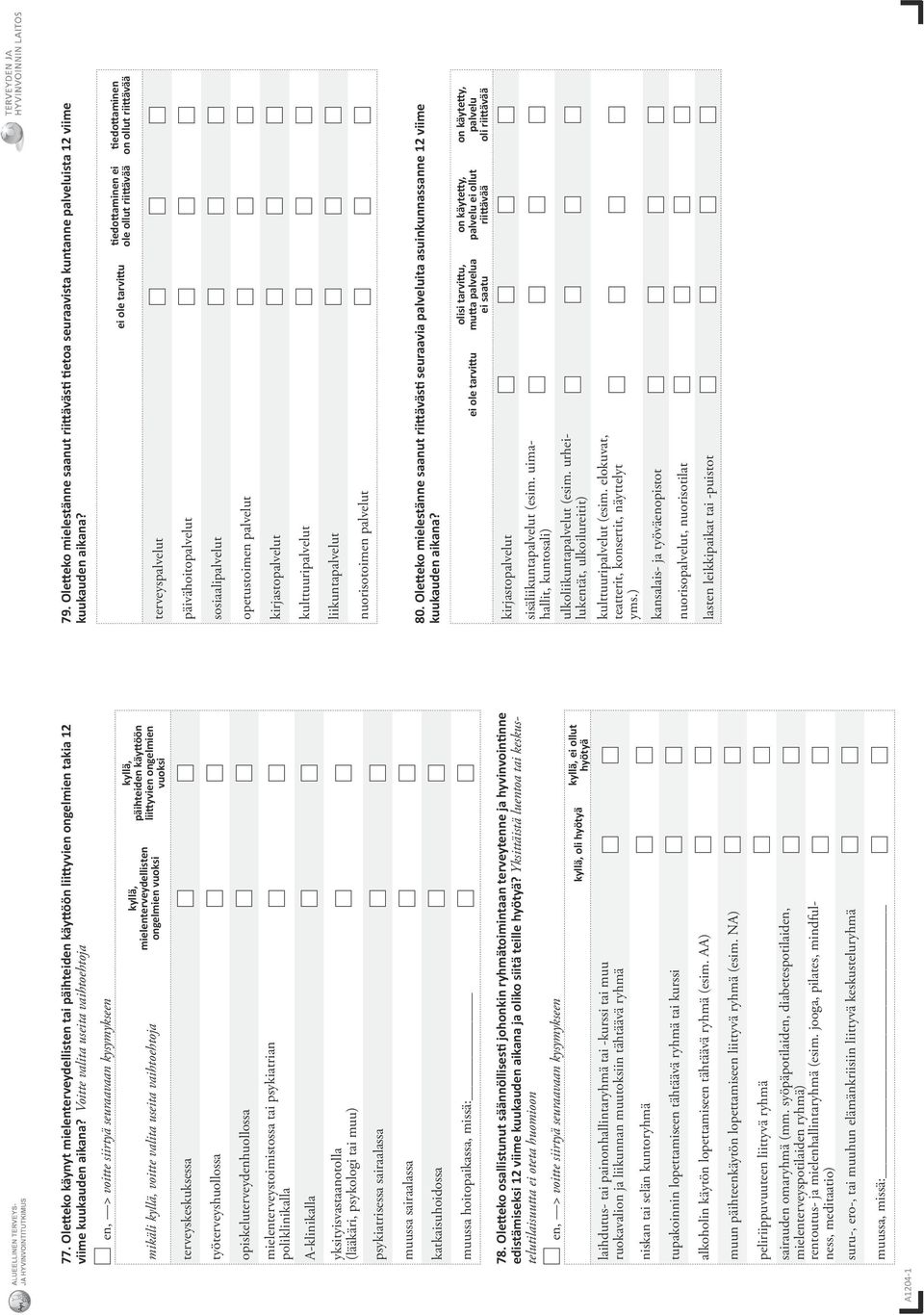 vuoksi terveyskeskuksessa työterveyshuollossa opiskeluterveydenhuollossa mielenterveystoimistossa tai psykiatrian poliklinikalla A-klinikalla yksityisvastaanotolla (lääkäri, psykologi tai muu)