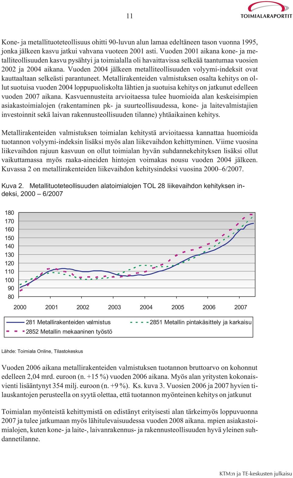 Vuoden 2004 jälkeen metalliteollisuuden volyymi-indeksit ovat kauttaaltaan selkeästi parantuneet.