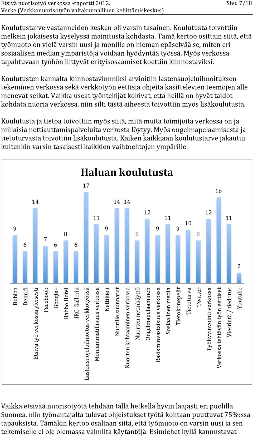 Myös verkossa tapahtuvaan työhön liittyvät erityisosaamiset koettiin kiinnostaviksi.