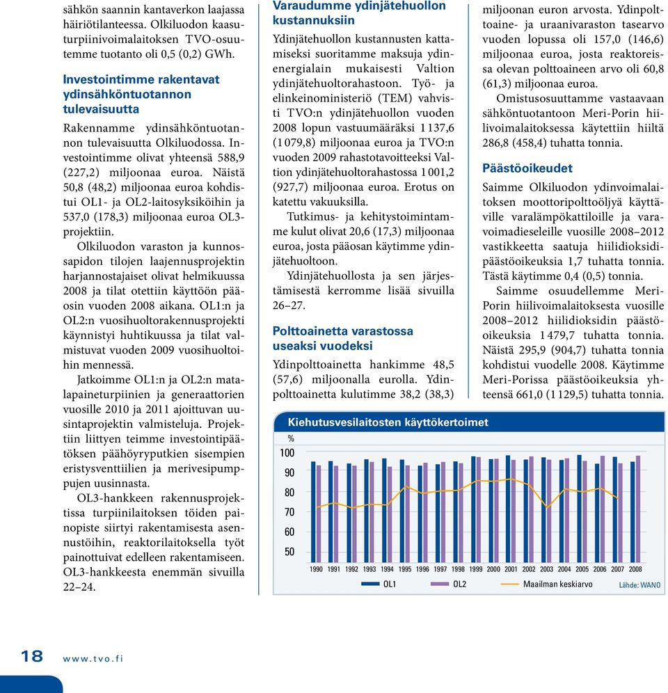 Näistä 50,8 (48,2) miljoonaa euroa kohdistui OL1- ja OL2-laitosyksiköihin ja 537,0 (178,3) miljoonaa euroa OL3- projektiin.