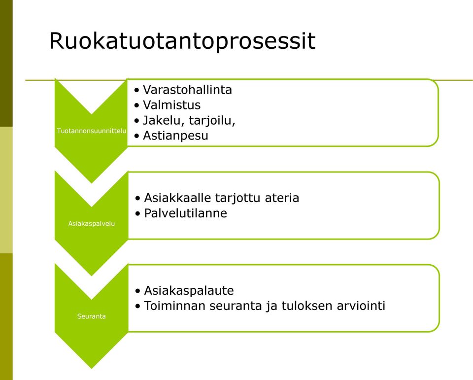 Asiakaspalvelu Asiakkaalle tarjottu ateria