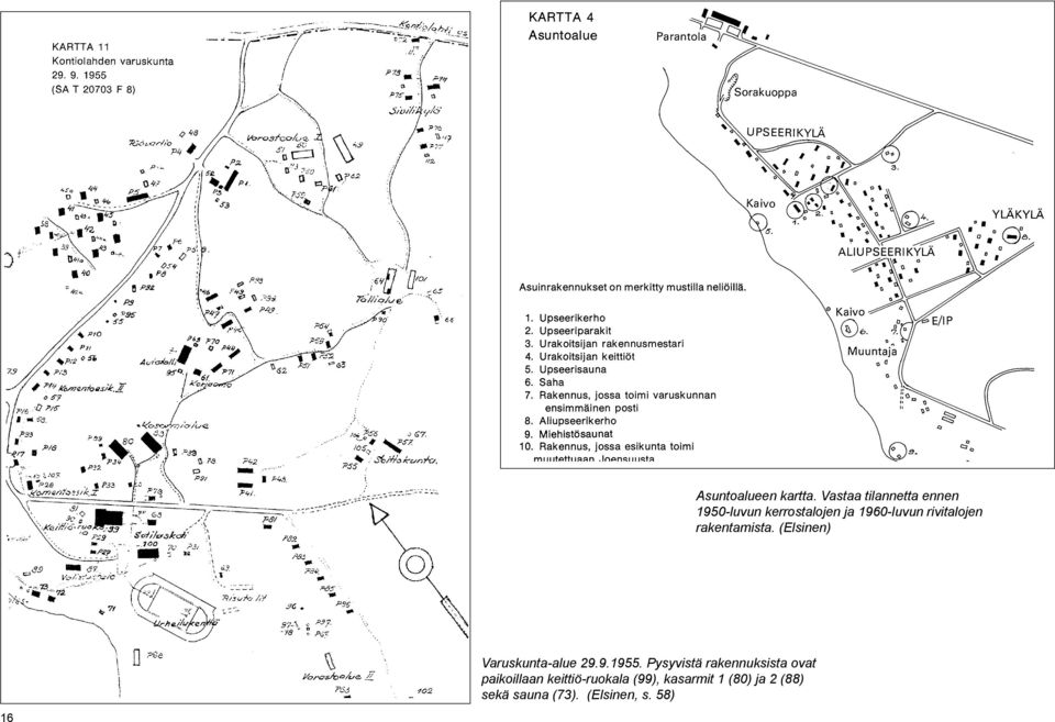 rivitalojen rakentamista. (Elsinen) Varuskunta-alue 29.9.1955.