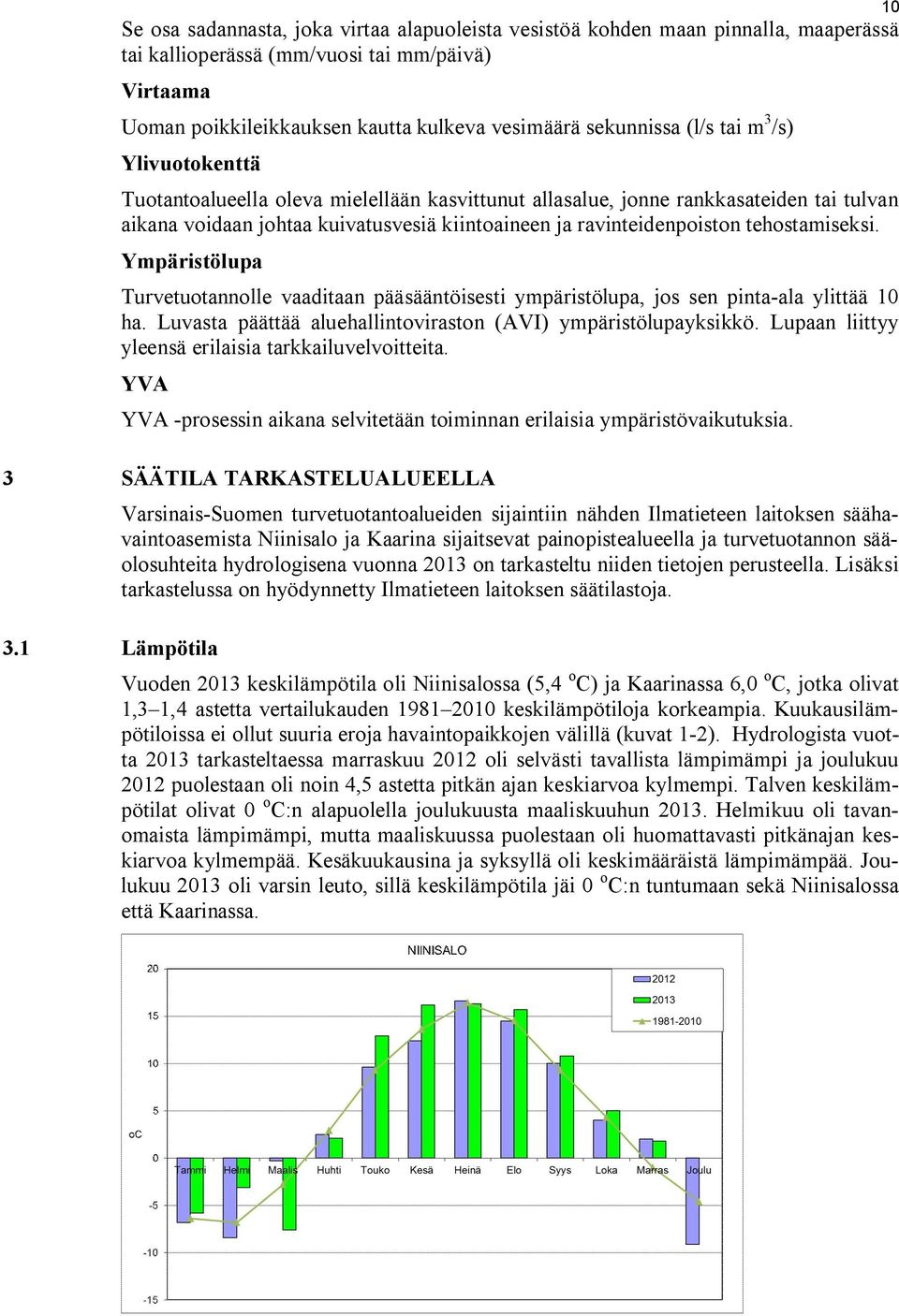 tehostamiseksi. Ympäristölupa Turvetuotannolle vaaditaan pääsääntöisesti ympäristölupa, jos sen pinta-ala ylittää 10 ha. Luvasta päättää aluehallintoviraston (AVI) ympäristölupayksikkö.