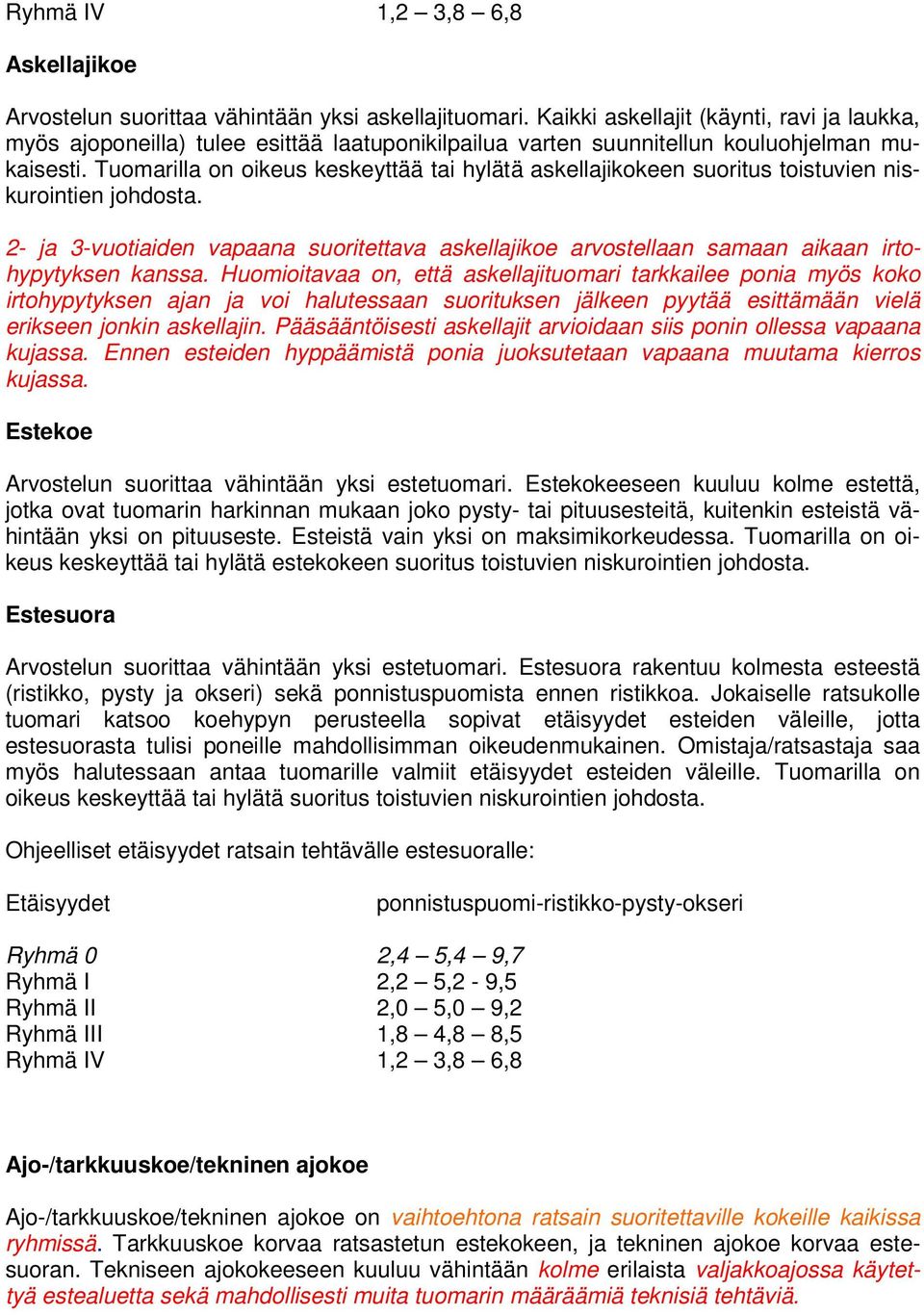 Tuomarilla on oikeus keskeyttää tai hylätä askellajikokeen suoritus toistuvien niskurointien johdosta.