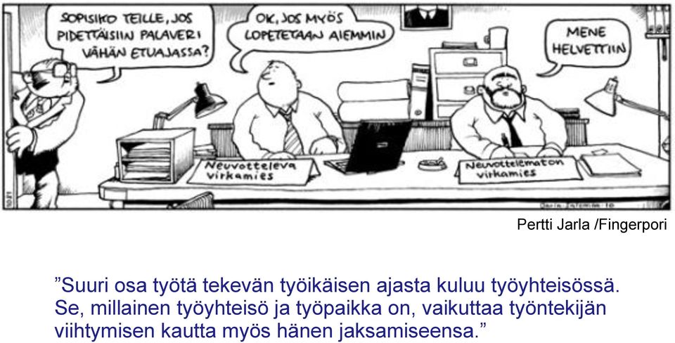 Se, millainen työyhteisö ja työpaikka on,