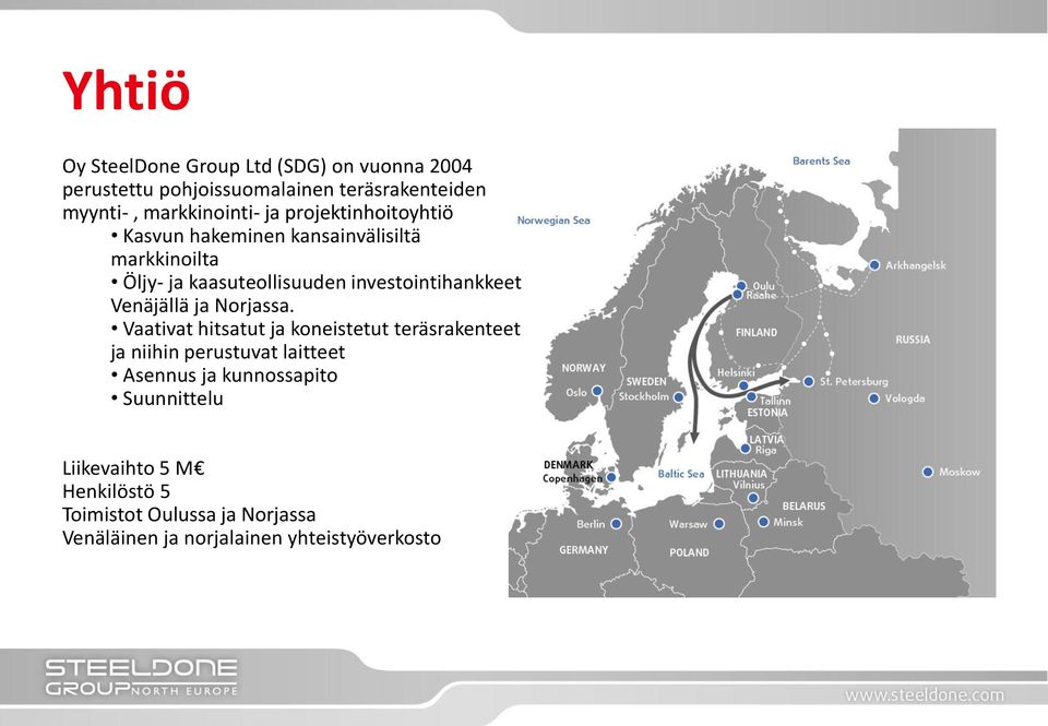 investointihankkeet Venäjällä ja Norjassa.