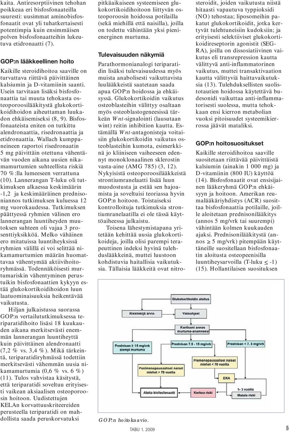 etidronaatti (7). GOP:n lääkkeellinen hoito Kaikille steroidihoitoa saaville on turvattava riittävä päivittäinen kalsiumin ja D-vitamiinin saanti.