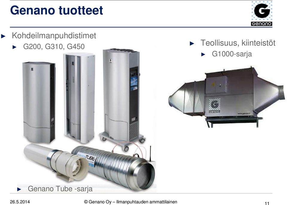 G1000-sarja Genano Tube -sarja 26.5.