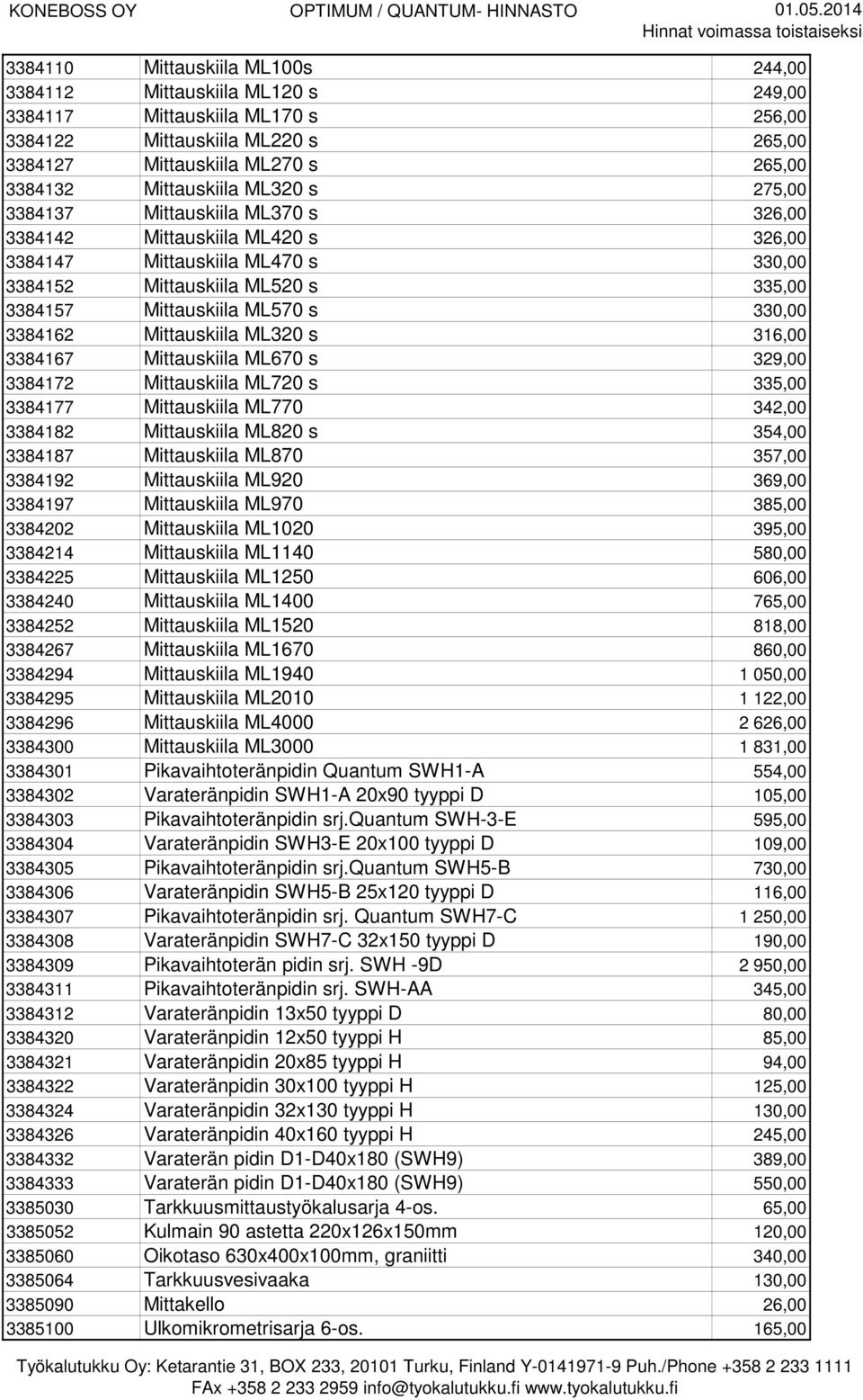 3384162 Mittauskiila ML320 s 316,00 3384167 Mittauskiila ML670 s 329,00 3384172 Mittauskiila ML720 s 335,00 3384177 Mittauskiila ML770 342,00 3384182 Mittauskiila ML820 s 354,00 3384187 Mittauskiila