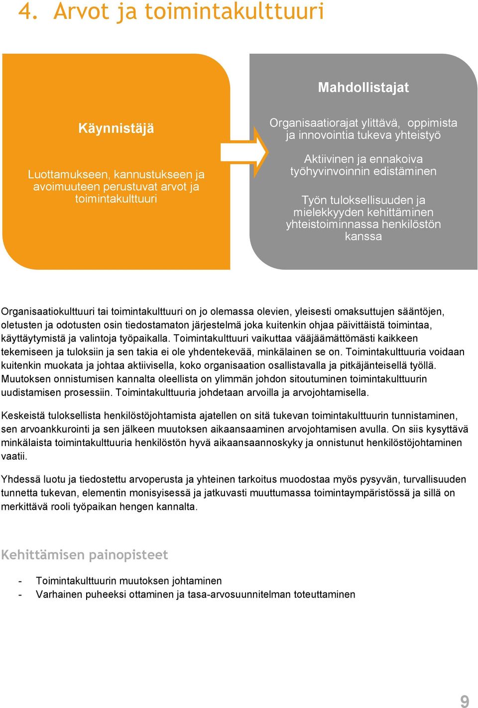 olemassa olevien, yleisesti omaksuttujen sääntöjen, oletusten ja odotusten osin tiedostamaton järjestelmä joka kuitenkin ohjaa päivittäistä toimintaa, käyttäytymistä ja valintoja työpaikalla.