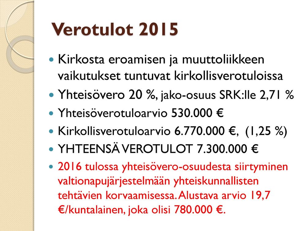 000, (1,25 %) YHTEENSÄ VEROTULOT 7.300.