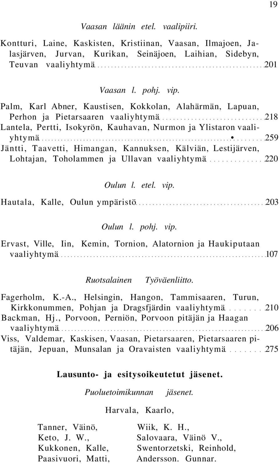 Kannuksen, Kälviän, Lestijärven, Lohtajan, Toholammen ja Ullavan vaaliyhtymä 220 Oulun l. etel. vip.