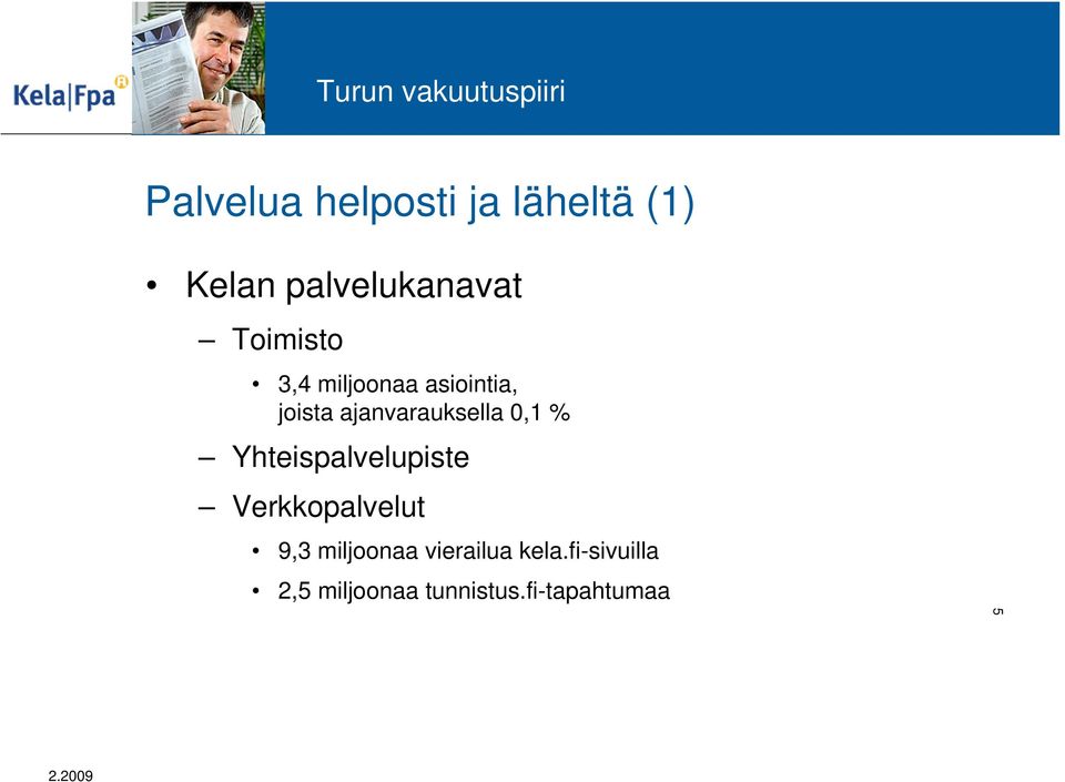 0,1 % Yhteispalvelupiste Verkkopalvelut 9,3 miljoonaa