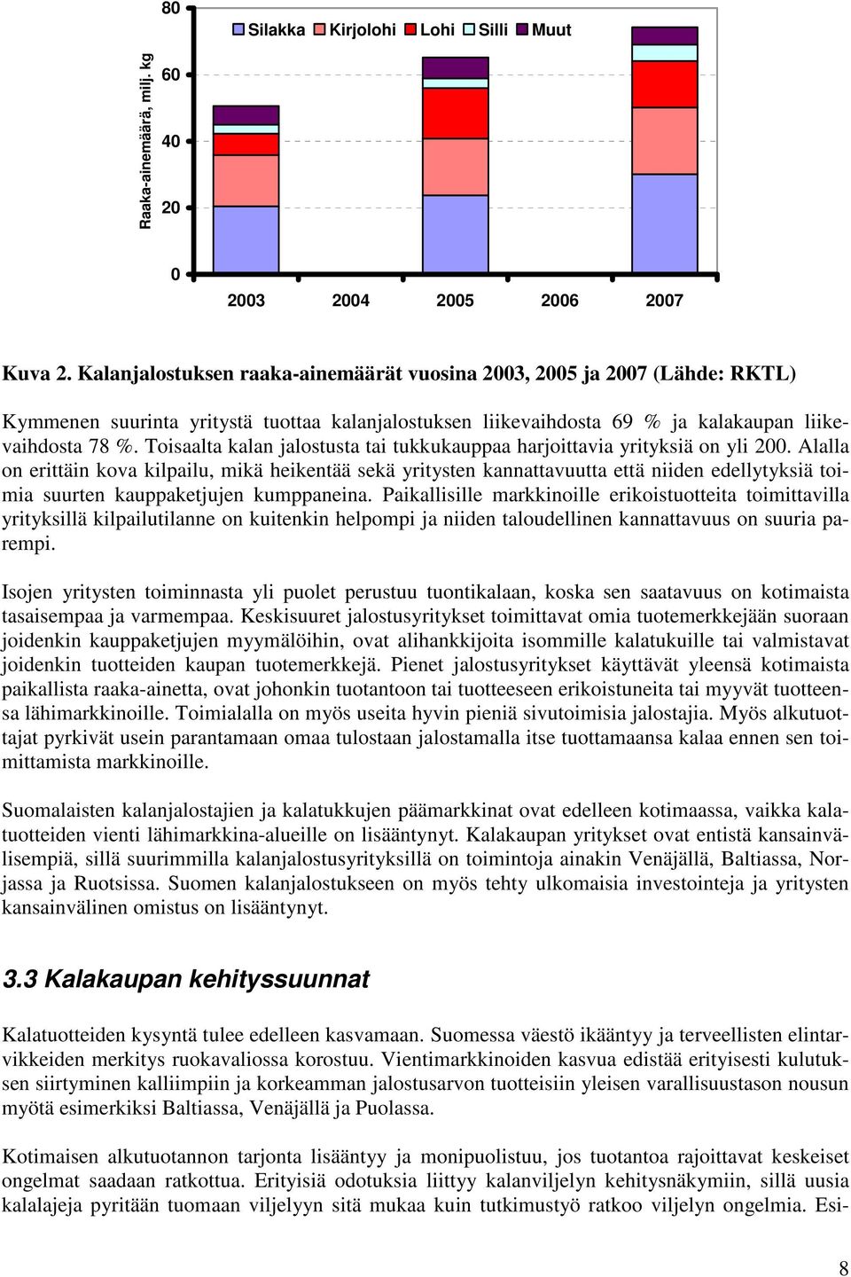 Toisaalta kalan jalostusta tai tukkukauppaa harjoittavia yrityksiä on yli 200.