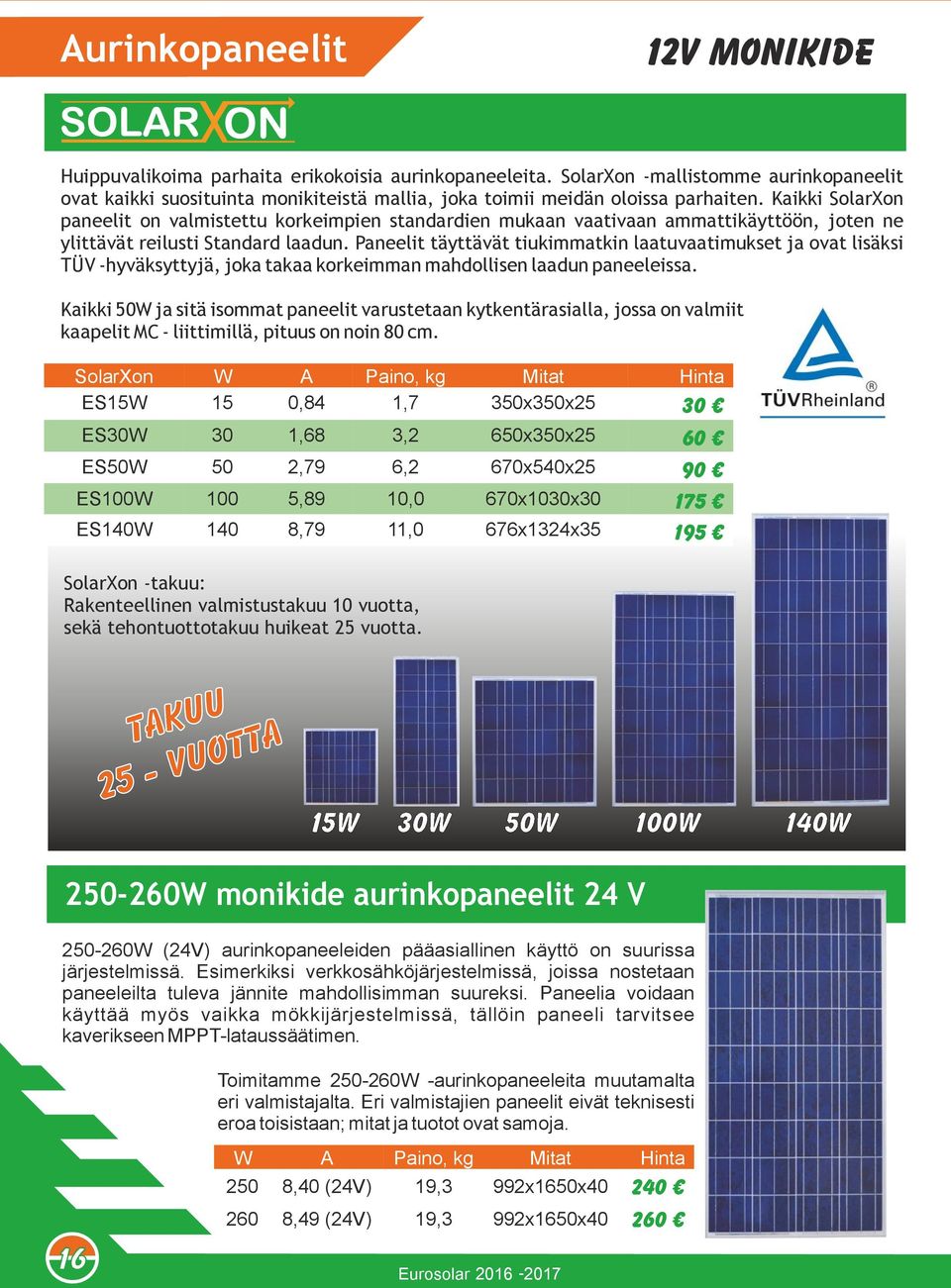 Kaikki SolarXon paneelit on valmistettu korkeimpien standardien mukaan vaativaan ammattikäyttöön, joten ne ylittävät reilusti Standard laadun.