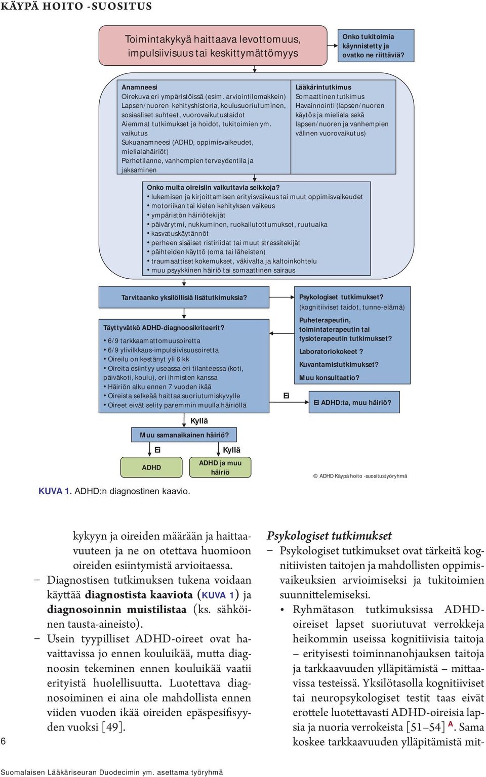 vaikutus Sukuanamneesi (ADHD, oppimisvaikeudet, mielialahäiriöt) Perhetilanne, vanhempien terveydentila ja jaksaminen Lääkärintutkimus Somaattinen tutkimus Havainnointi (lapsen/nuoren käytös ja