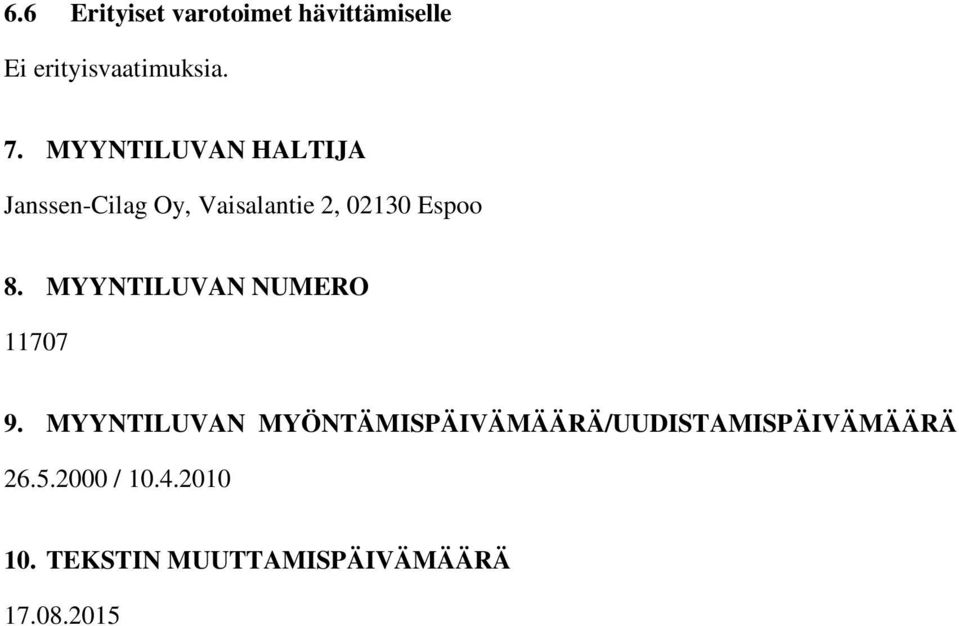 MYYNTILUVAN NUMERO 11707 9.