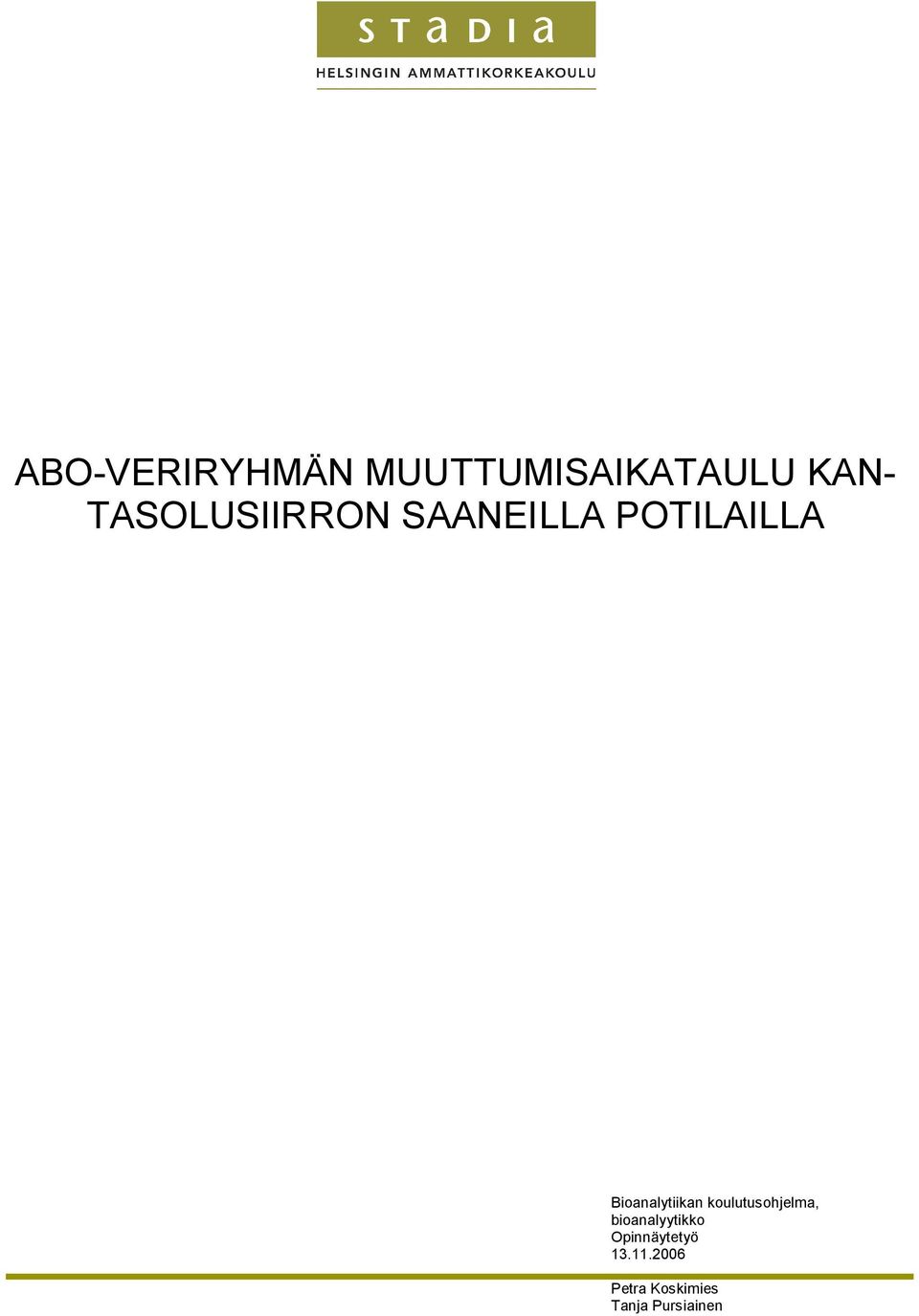 Bioanalytiikan koulutusohjelma,