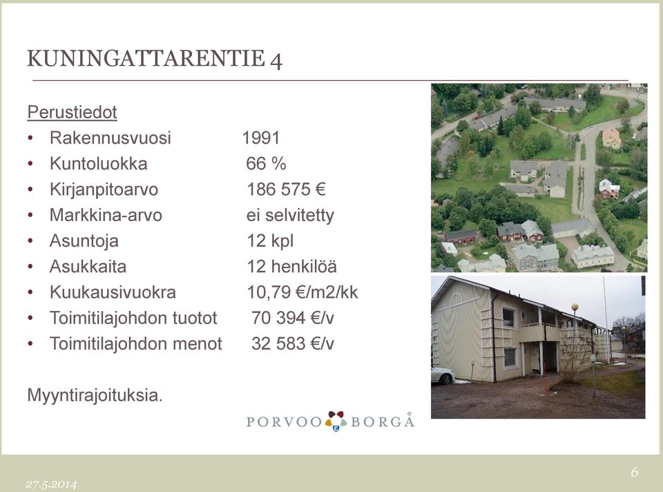 Asukkaita 12 henkilöä Kuukausivuokra 10,79 /m2/kk Toimitilajohdon