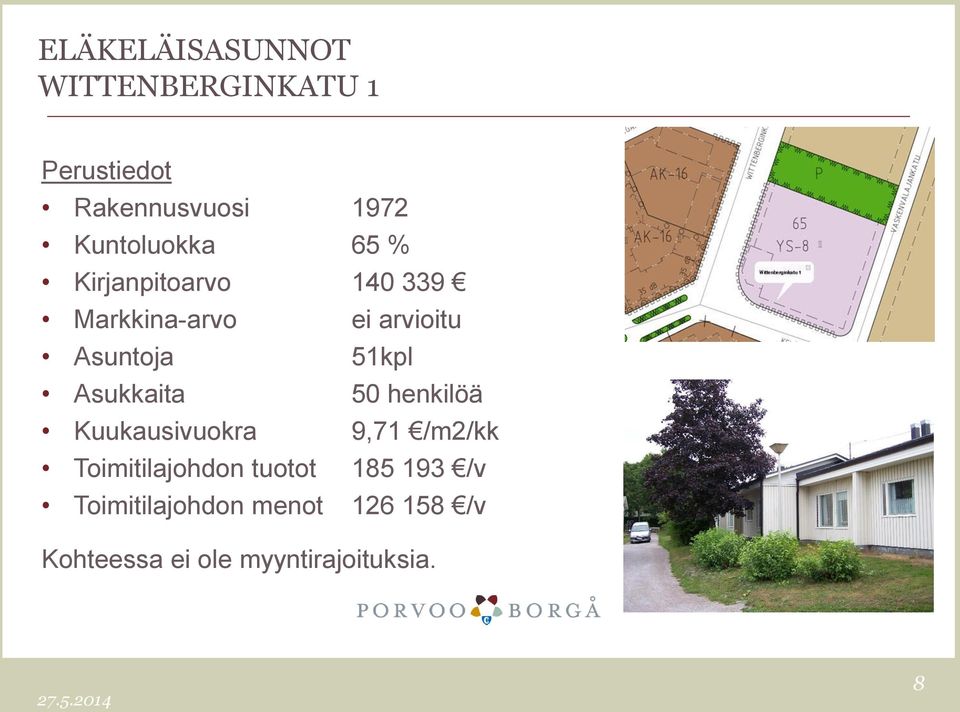 51kpl Asukkaita 50 henkilöä Kuukausivuokra 9,71 /m2/kk Toimitilajohdon